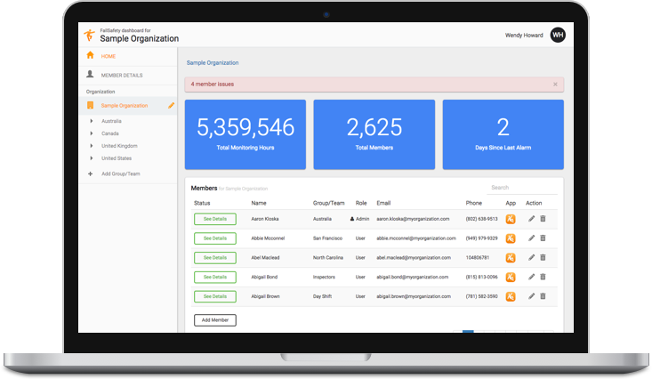 FallSafety Dashboard Website